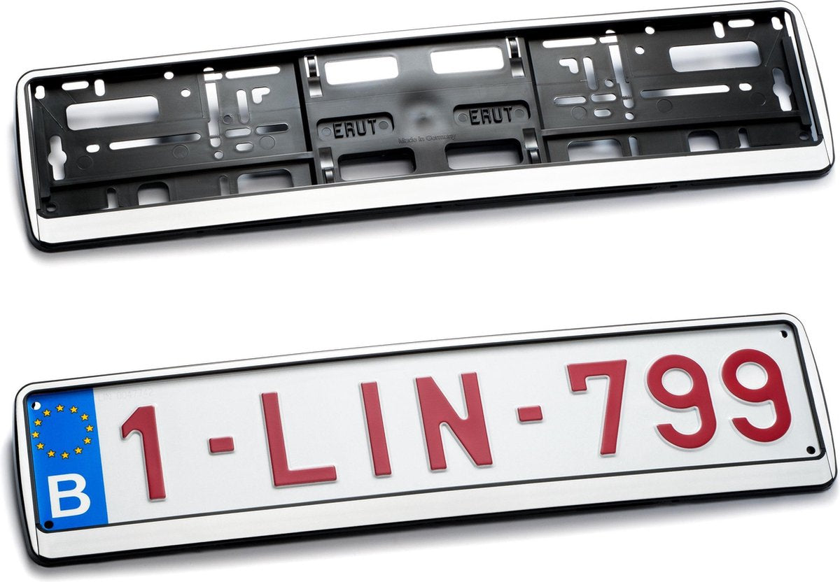 Nummerplaathouder Zilver PP 2-DELIG voor nummerplaat 520x110mm BELGIË‎‎