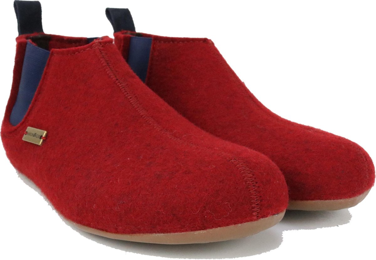 Haflinger Hygge Chelsea Boots Pantoffel Robijn Rood - Maat 38 - 100% wolvilt - S34