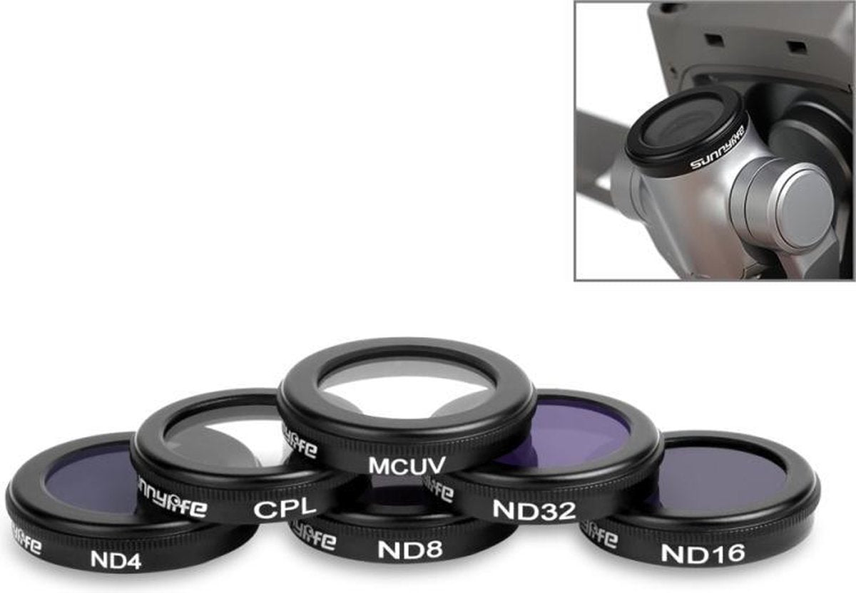 Sunnylife 6 in 1 HD MCUV + CPL + ND4 + ND8 + ND16 + ND32 Lensfilterset voor DJI Mavic 2 / Zoom