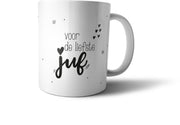 bijStip Mok Koffie School de Liefste Juf - Zwart Wit - 330ml