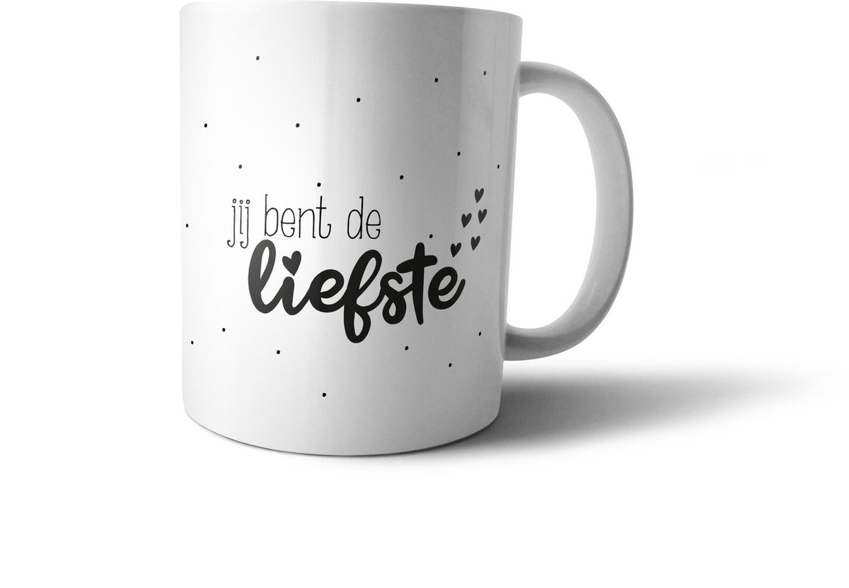 bijStip Mok Jij bent de Liefste - Zwart Wit - 330ml