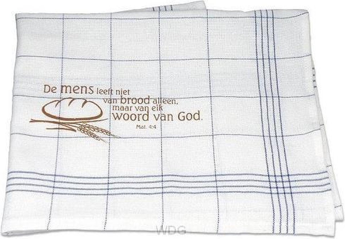 Theedoek blauw de mens leeft niet van