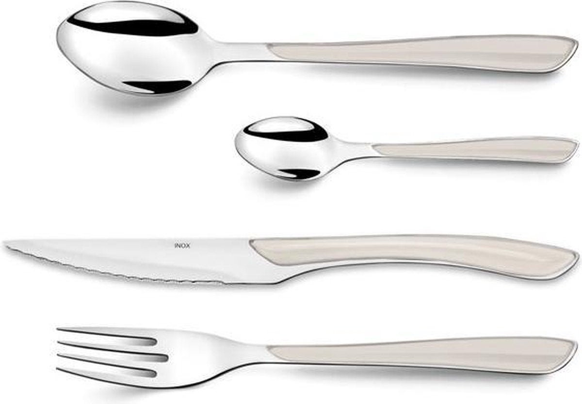 Amefa Eclat - Wit - Bestekset - RVS - (Set van 24) en Yourkitchen E-kookboek
