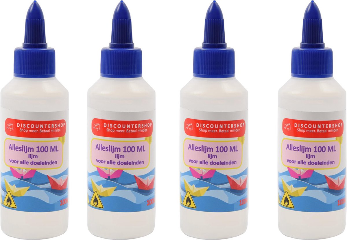 4 X Alleslijm 100ML - Lijm - Lijm voor papier - Lijm voor karton - Lijm voor textiel - Lijm voor piepschuim.