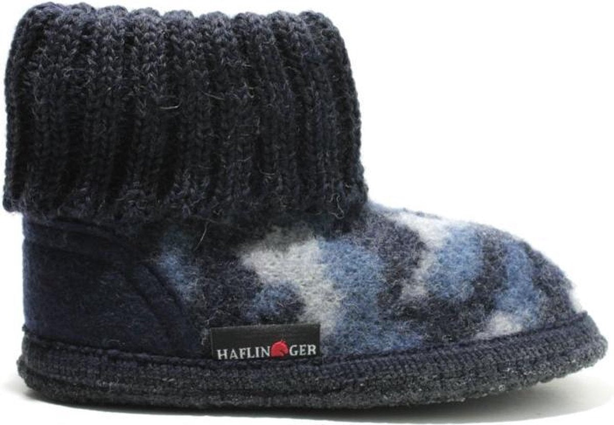 Haflinger Caro Sokpantoffel - Blauw Camo - 25 - Vilt