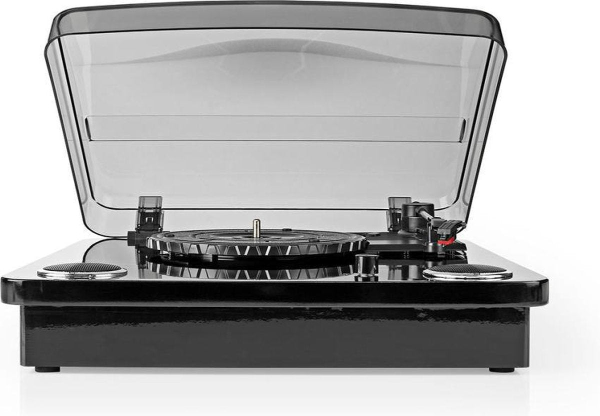 Platenspeler | 33 rpm / 45 rpm / 78 rpm | Riemaandrijving | 1x Stereo RCA | Bluetooth® | 18 W | Ingebouwde (voor) versterker | MP3 conversie | ABS / MDF | Zwart