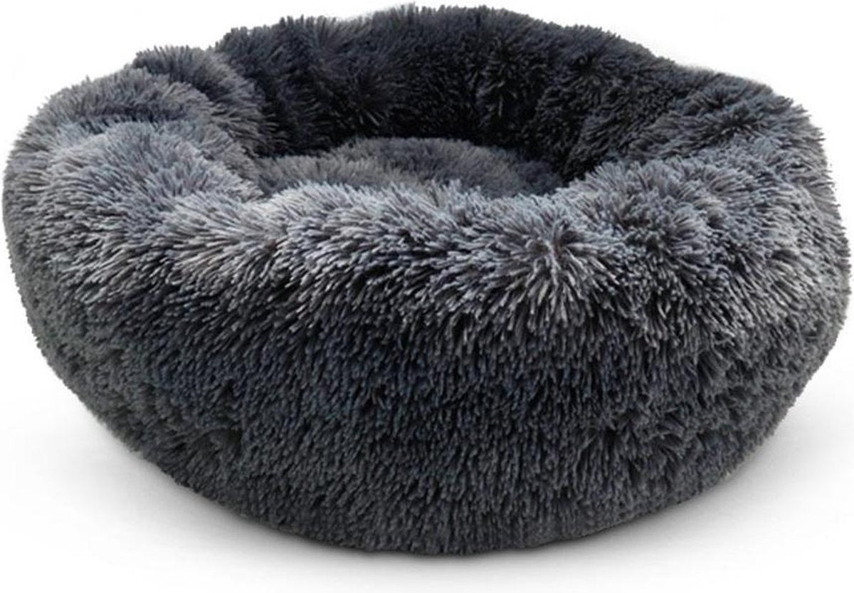 Snoozle Kattenmand - Superzacht en Luxe - Fluffy - Rond - Wasbaar - Poezenmand - 60cm - Grijs