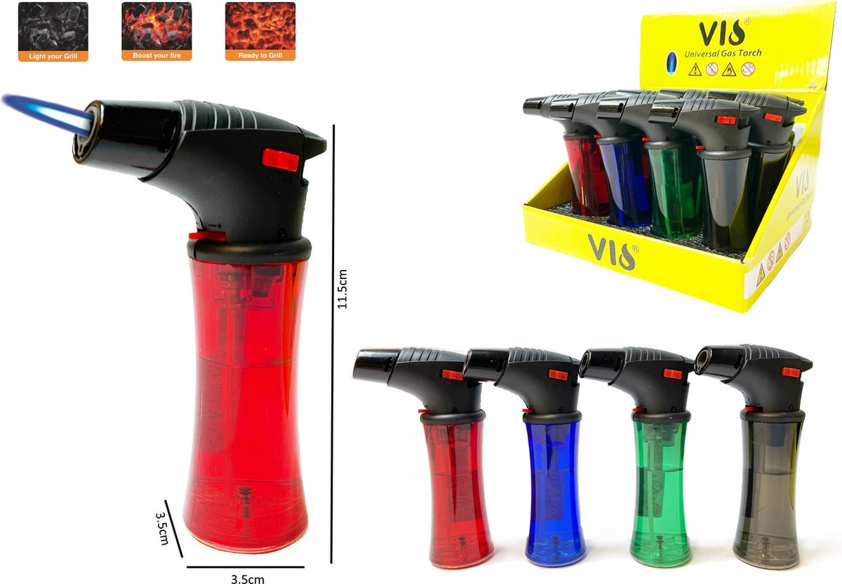 Jet Flame aansteker - barbecue lighter - krachtige turbo wind aansteker - Merk VIO -Display 12 stuks