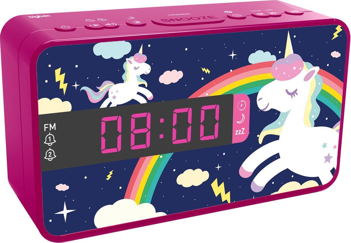 Bigben RR16UNICORN2 - Wekkerradio Eenhoorn/Unicorn - 3 Wisselbare Panelen
