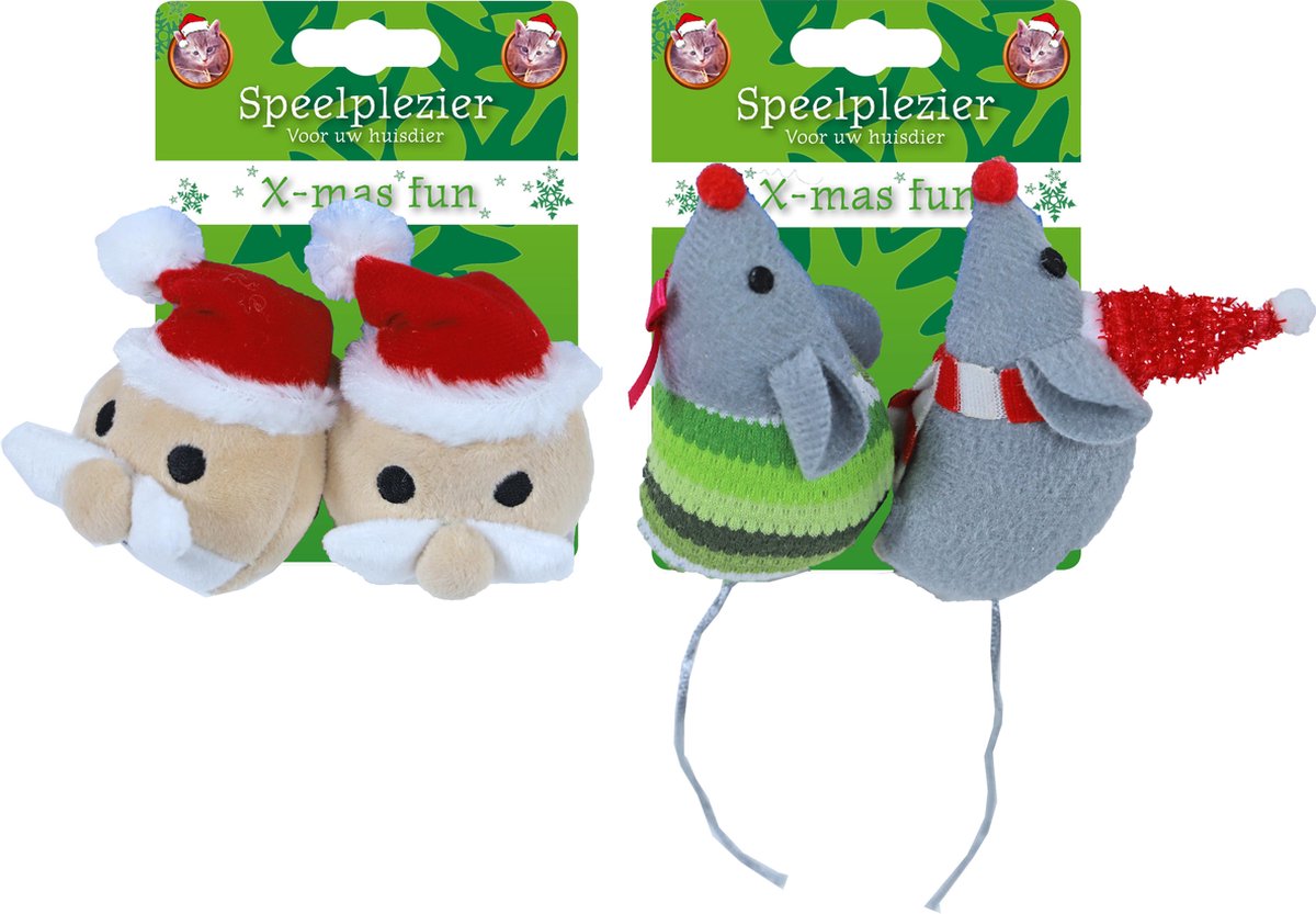 Kattenspeelgoed met Catnip - Kerstman en Muis