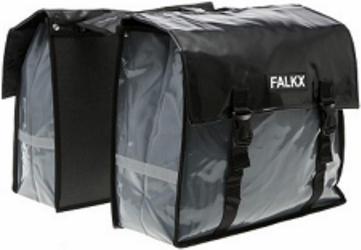 Falkx Dubbele Fietstas Bisonyl 40 Liter Grijs/zwart