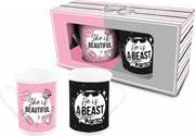 Set van 2 mokken She is beautiful + He is beast