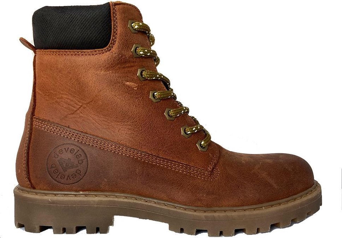 Develab 41251 Veterboots - Laarzen Met Veters - Jongens - Cognac - Maat 34