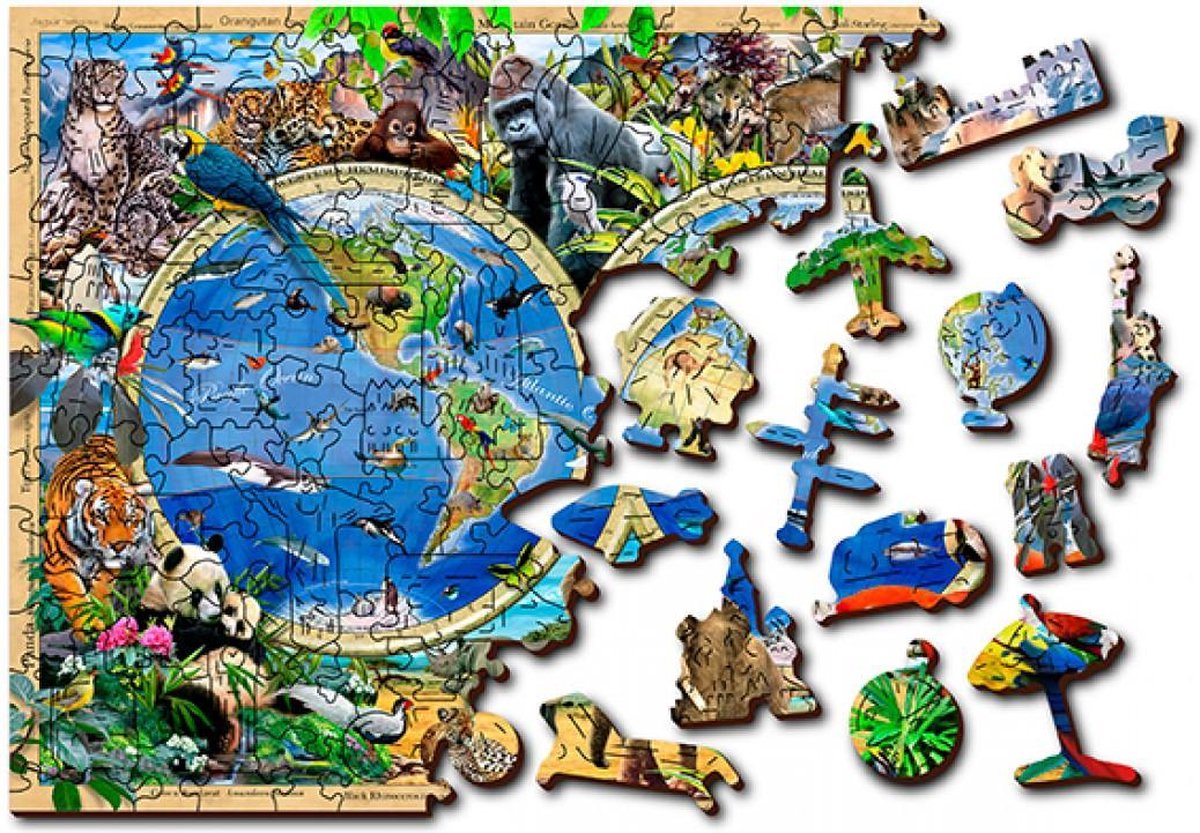 Wooden City - 2in1 - Houten Vormlegpuzzel -  Animal Kingdom Map - TR0014XL - 51