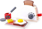 JAP Toys - Gecertificeerd Houten speelgoed 9 delig Broodrooster - Ontbijt set