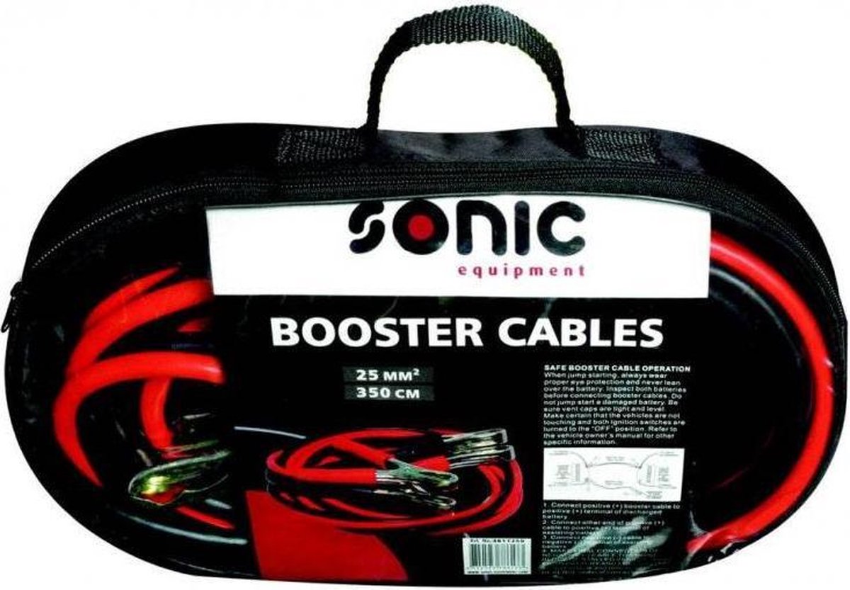 Sonic startkabel - 3.5 meter - metalen klemmen - met tas