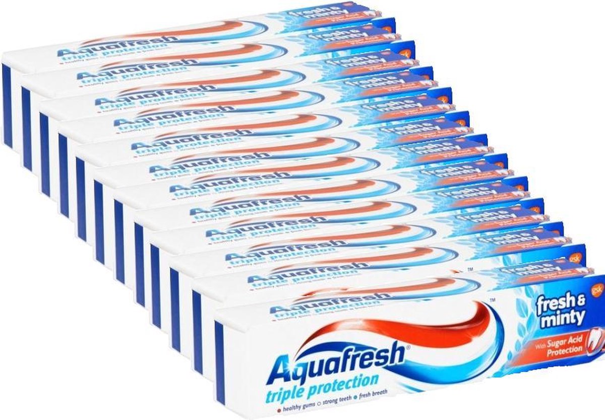 1 Doos Aquafresh Freshmint Tandpasta's XL - 12 x 125 ml - Voordeelverpakking