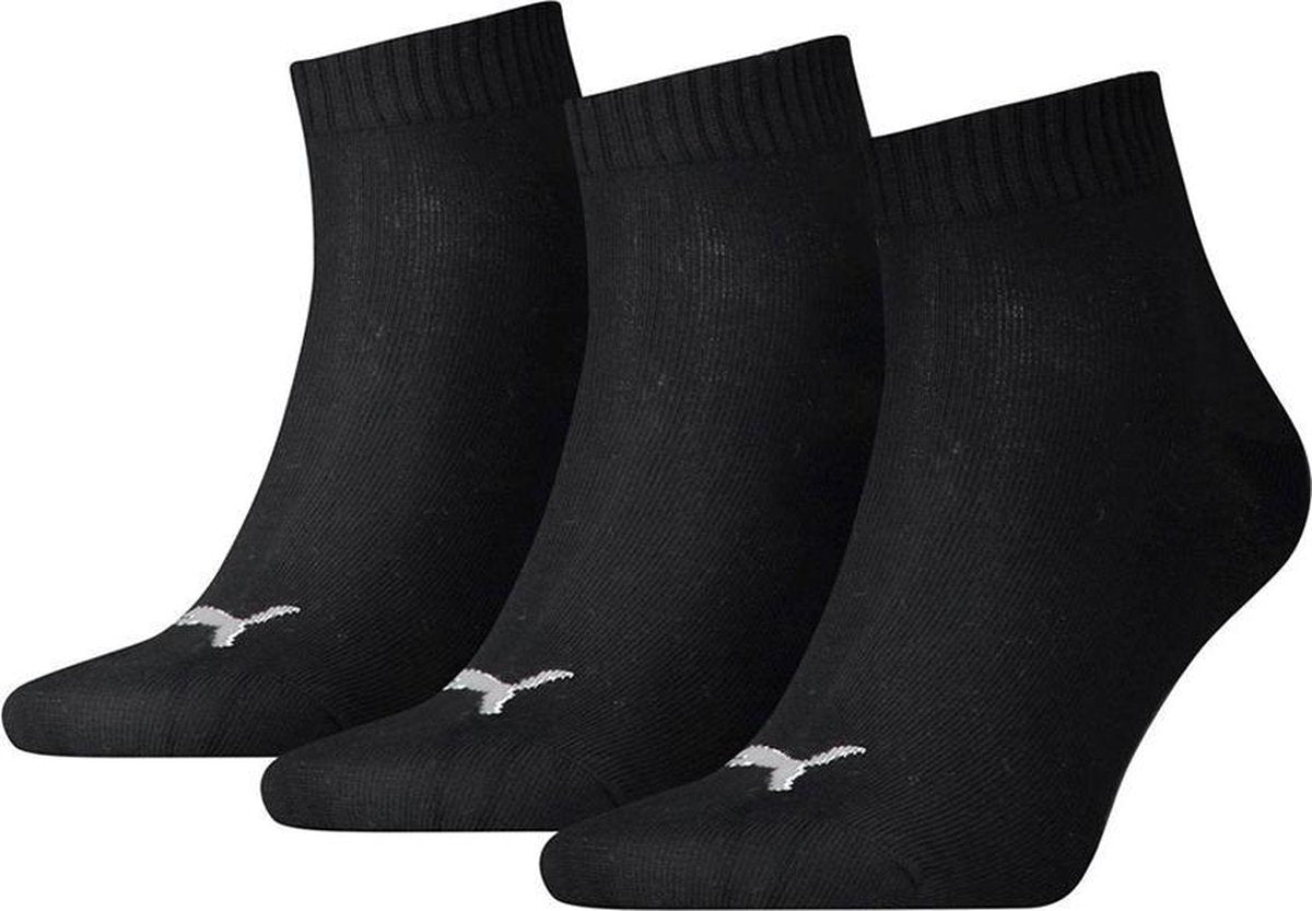 PUMA Sokken - QUARTER PLAIN 3 paar - Unisex - Maat 47 black
