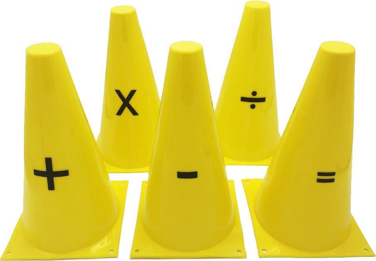 Pionnen set 5 stuks met Rekentekens GEEL - Educatief materiaal