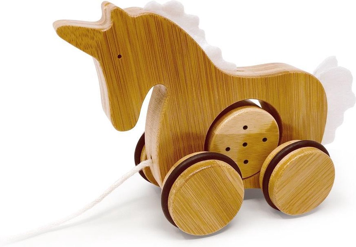 Kinderfeets - Houten trekfiguur - Bamboo - Eenhoorn