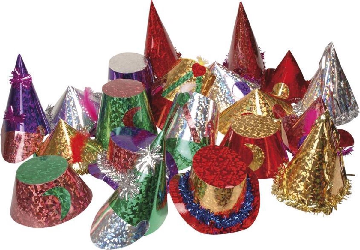 Set 100 Holografische hoedjes 10 assorti