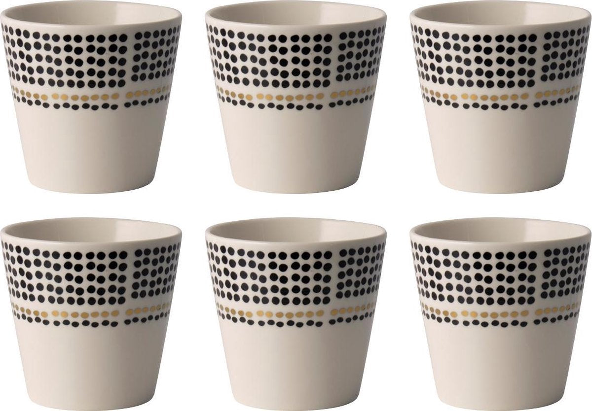 FIKA beker 200ml Dots wit / goud - set 6 stuks