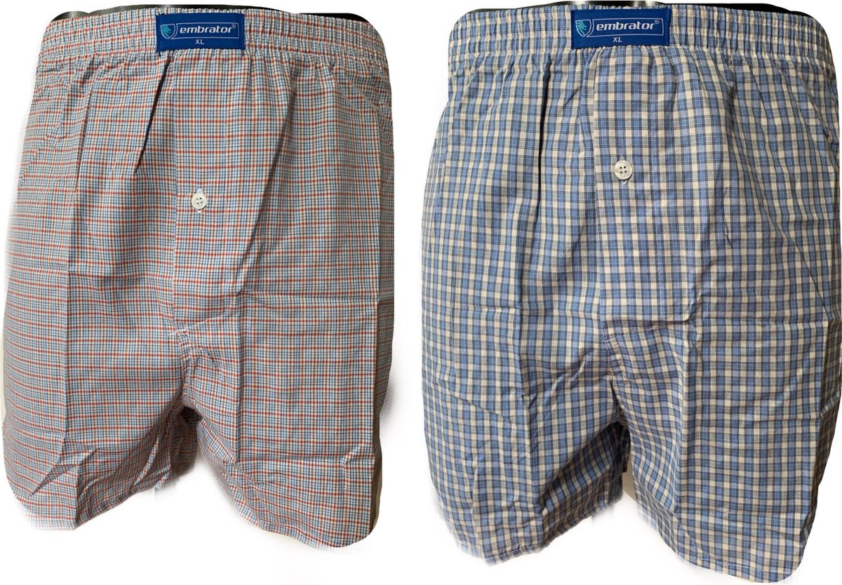 Embrator 2-stuks mannen Boxershort geweven katoen licht blauw XL