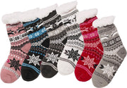 Dames Huissokken Met Antislip Zool (Modern Ice Flower) - Maat One size