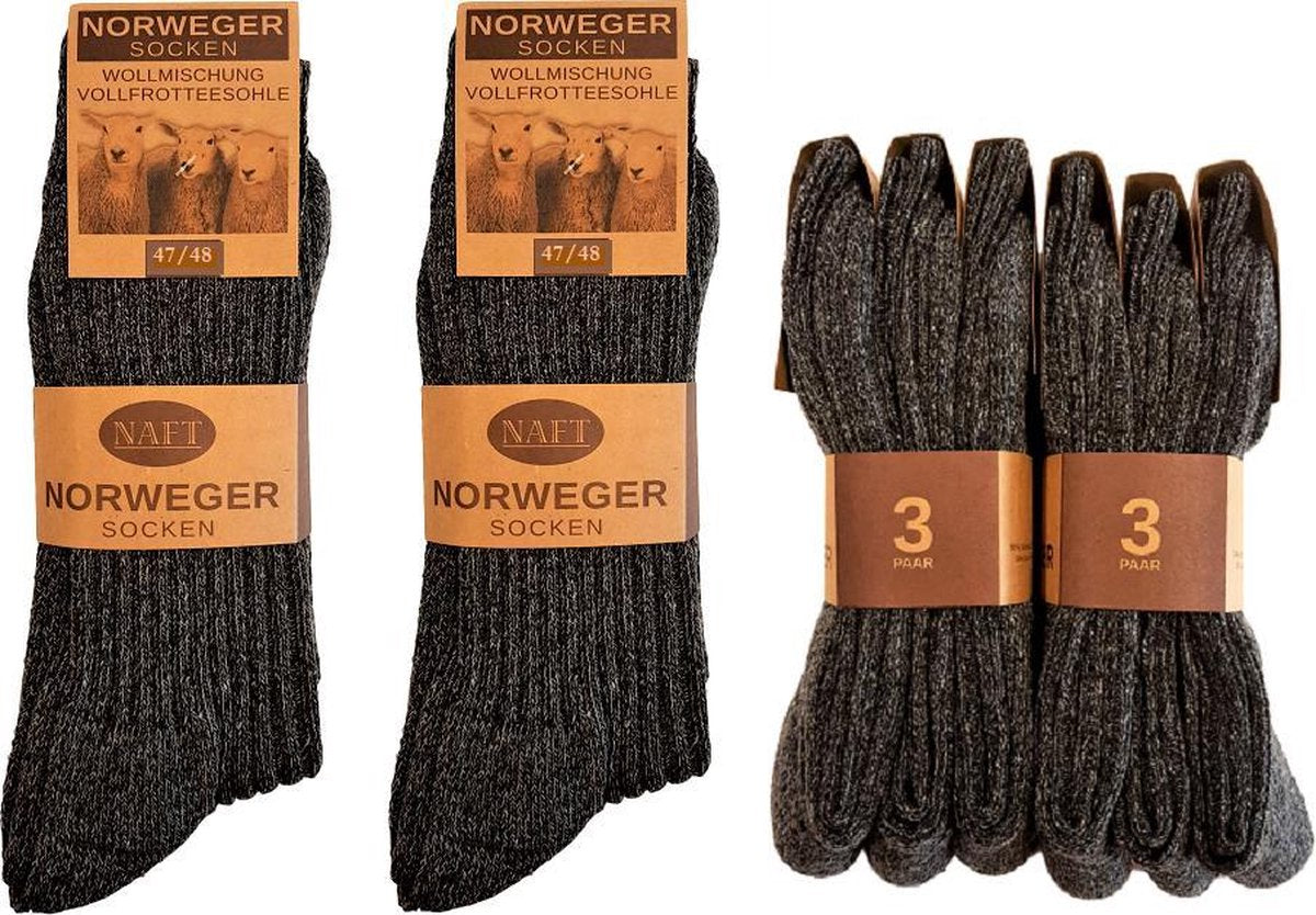 Noorse Sokken Antraciet - 6 paar - Maat 47-48