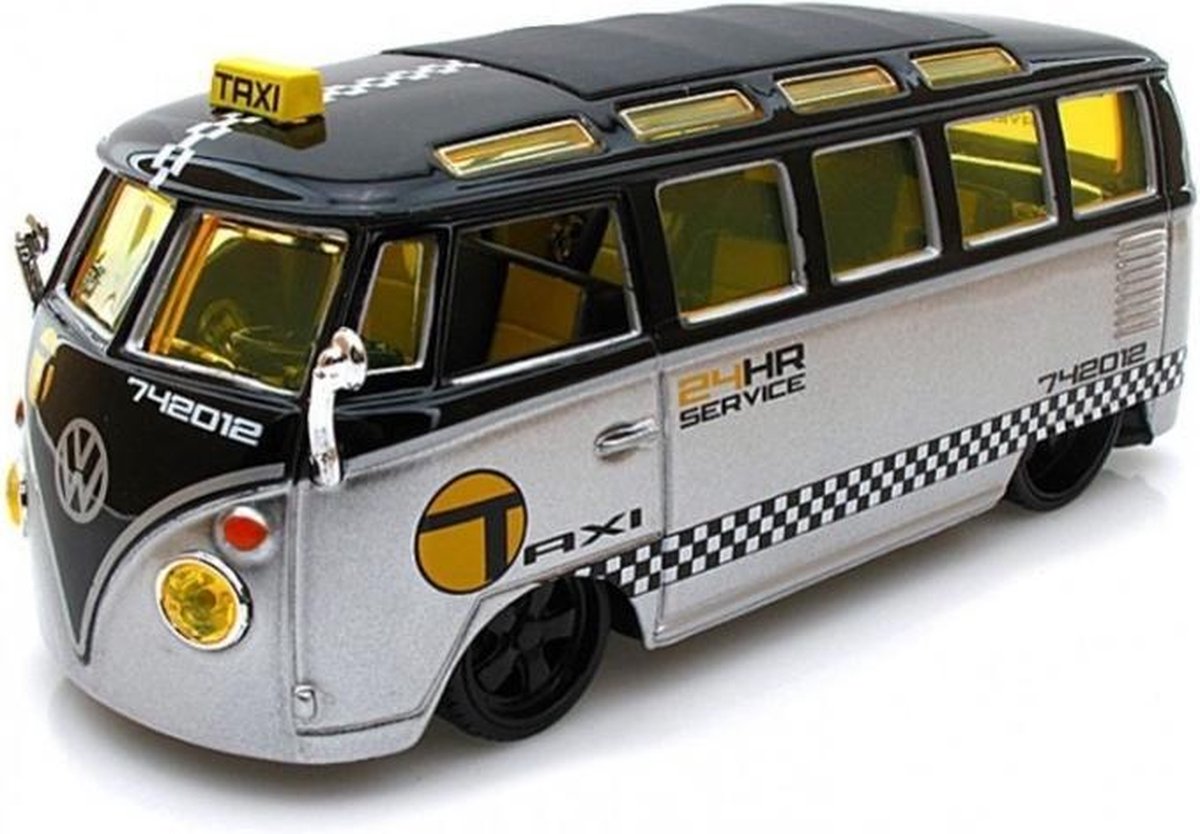 Volkswagen Van ''Samba'' (Zilver/Zwart) (Taxi) (22cm) 1/24 Maisto  - Modelauto - Schaalmodel - Model auto - Miniatuurauto - Miniatuur autos