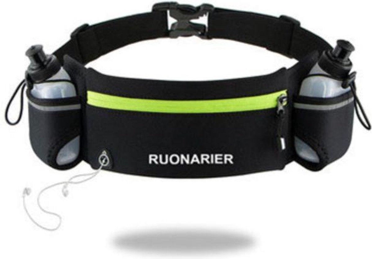 Waterproof Hardloopriem – Inclusief 2 Bidons – Groen