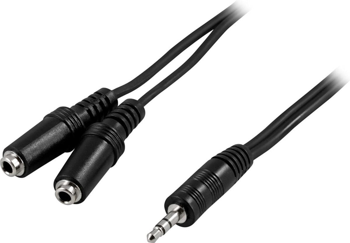 DELTACO MM-11 AUX male naar 2x AUX female kabel