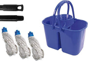 Maus dweil systeem blauw - Dubbele 14 liter emmer inclusief 3 spaanse moppen en steel