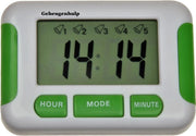 Handig Medicijnalarm met 5 duidelijke alarmen en een timer. Kan staan liggen en hangen. (Groen))
