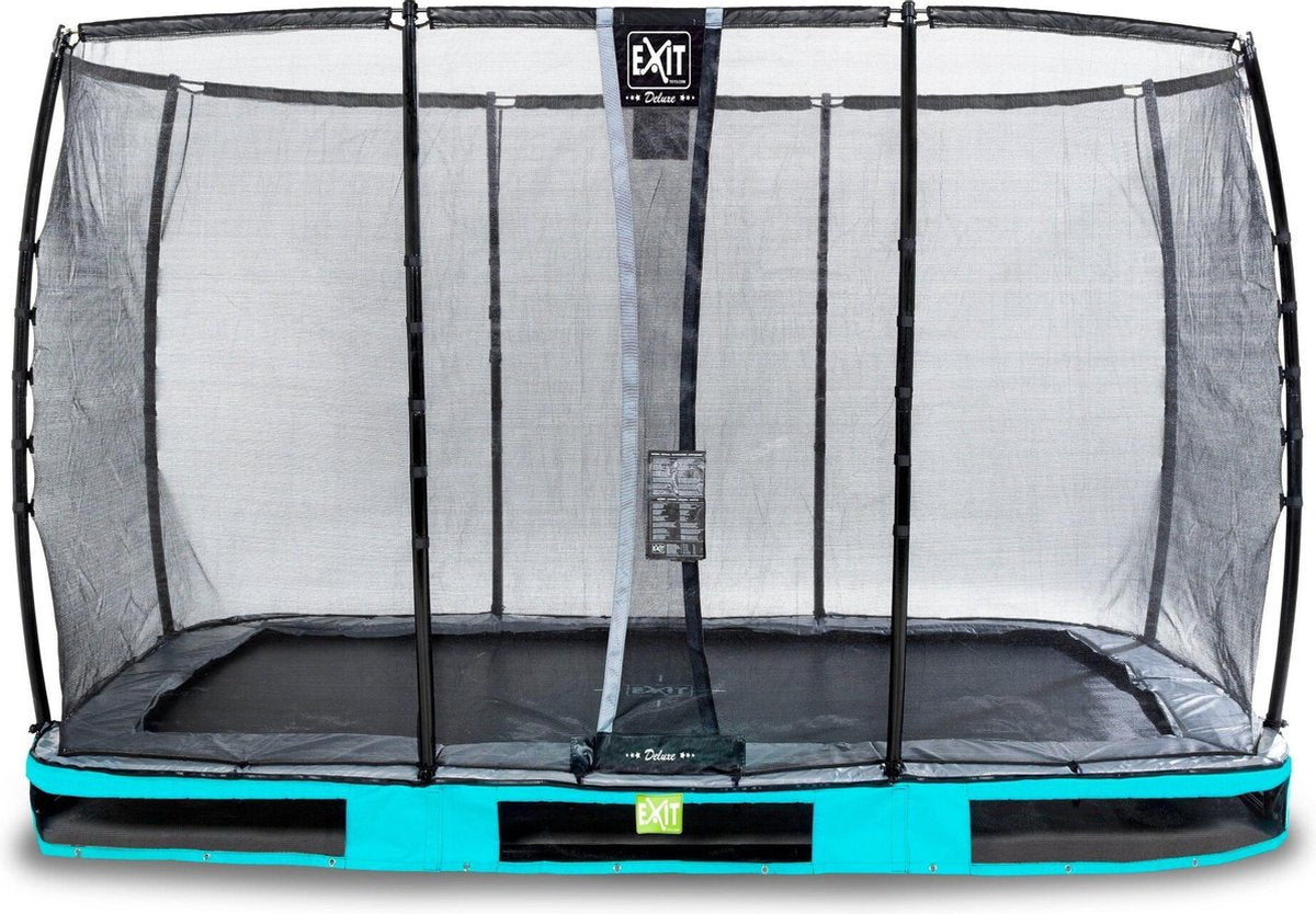 Trampoline EXIT Elegant Premium inground - 244x427cm met Deluxe veiligheidsnet - blauw