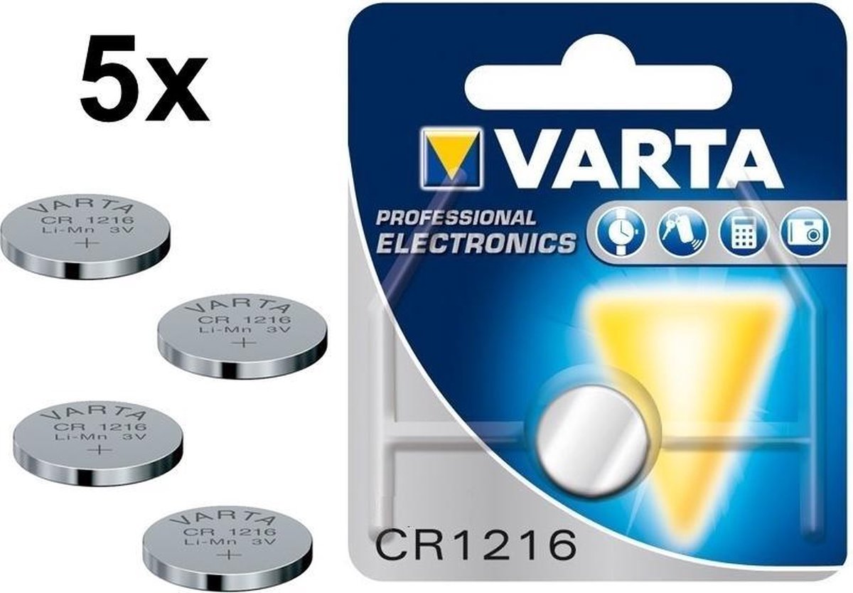 5 Stuks - Varta Professional Electronics CR1216 6216 25mAh 3V knoopcel batterij