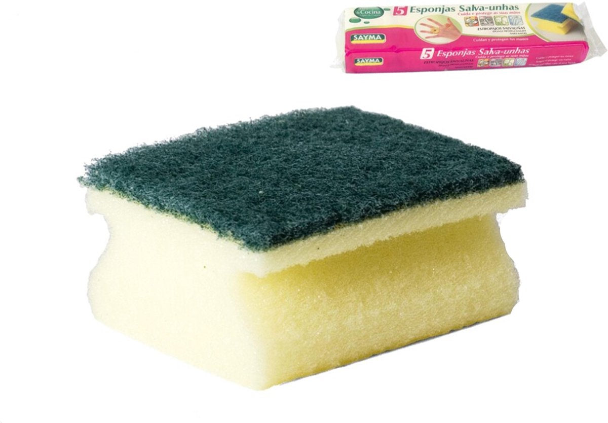 10x stuks schuursponzen / schuursponsjes met handgreep - 9 x 6.5 cm - sponzen / schoonmaakartikelen / reinigingsartikelen