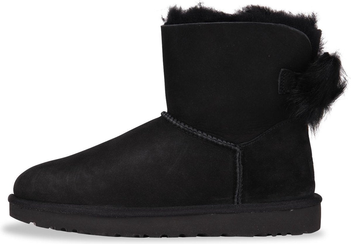 UGG - Dames Snowboots Fluff Bow Mini Black - Zwart - Maat 40