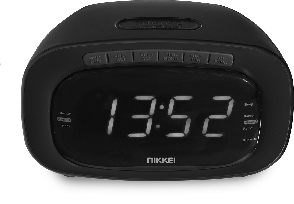 Nikkei NR200BK - Digitale Wekkerradio met Buzzer - Zwart