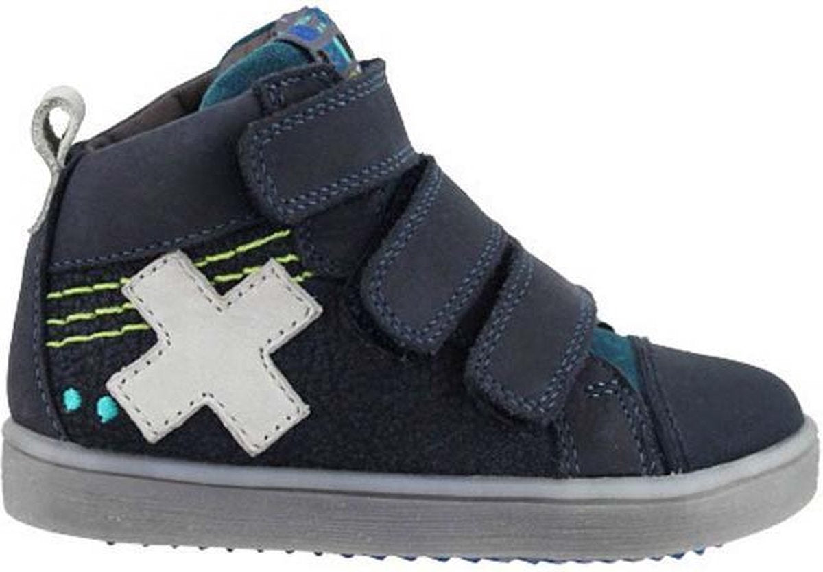Bunnies JR 218573-629 Jongens Hoge Sneakers - Blauw - Leer - Klittenband