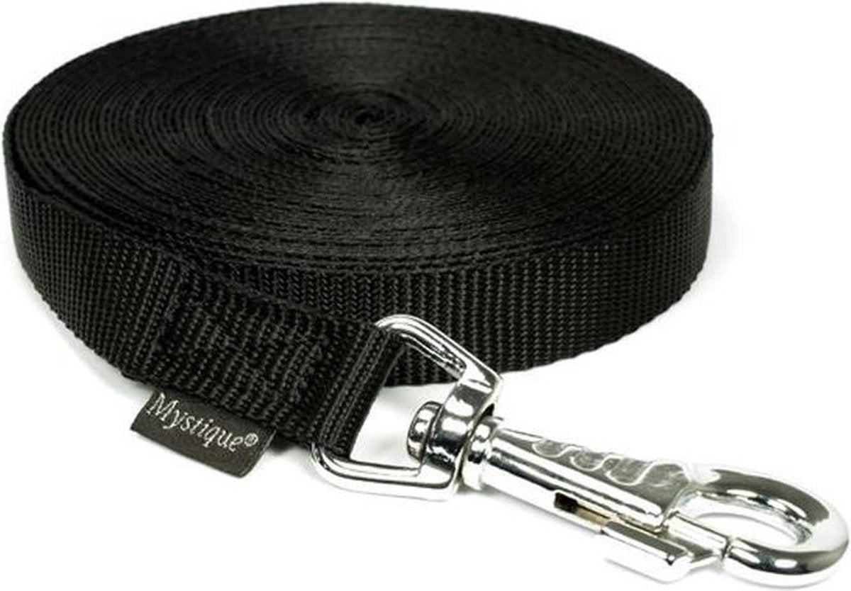 Mystique Nylon Tracking Leash Zwart 20mm - 10m