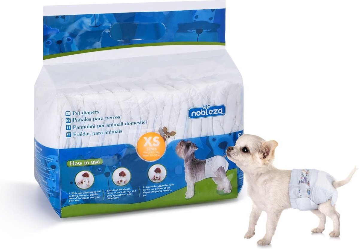 Nobleza 48KGZ - Wegwerp Hondenluiers - XS - L32 x 27 cm - 12 stuks