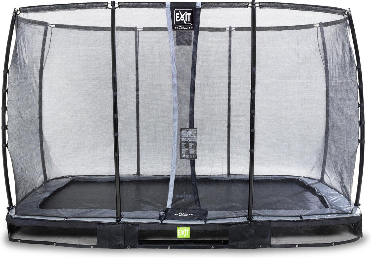 Trampoline EXIT Elegant Premium inground - 244x427cm met Deluxe veiligheidsnet - Zwart - Rechthoek