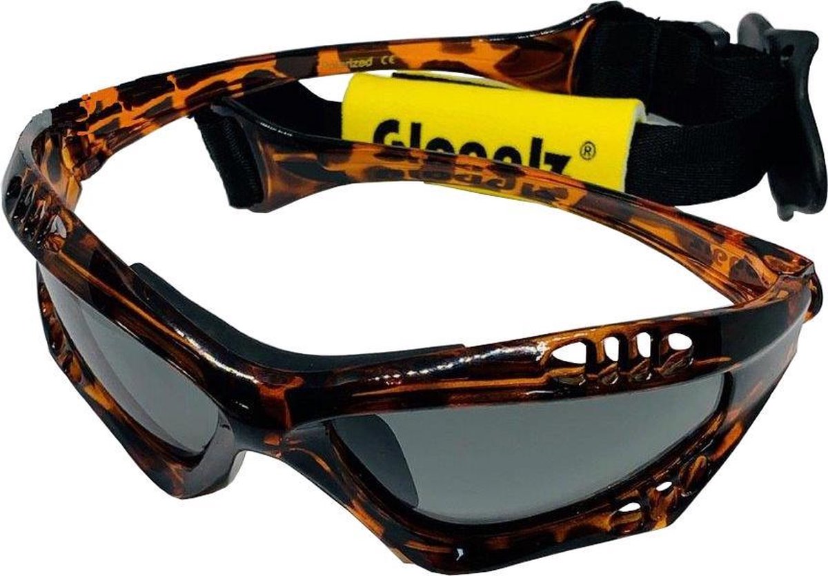 Glogglz® Finz Watersportzonnebril Polycarbonaat Bruin/grijs (verstelbaar)