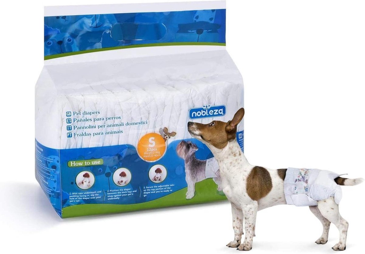 Nobleza 48KHA - Wegwerp Hondenluiers - S - L39 x 29 cm - 12 stuks