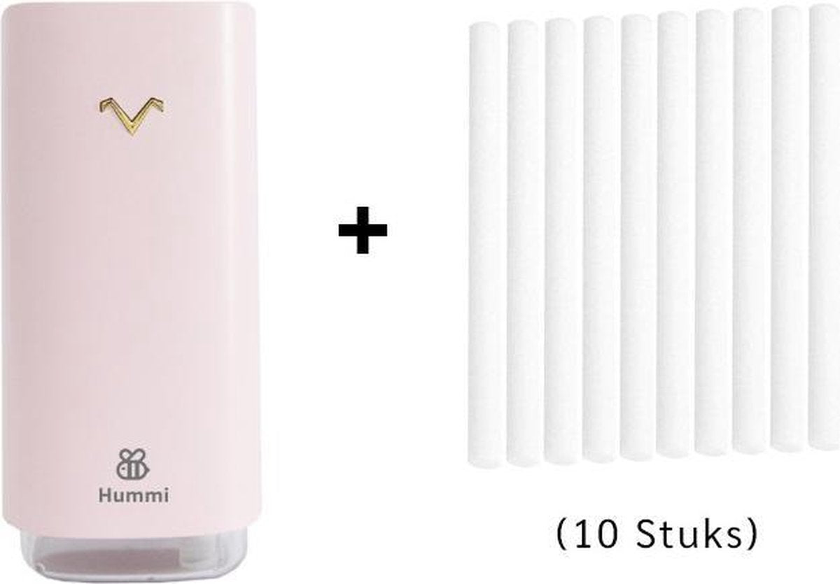 Hummi SlimPH Roze Met Filterset - Luchtbevochtiger met Projector - Humidifier - Aroma Therapie - Aromadiffuser - Vernevelaar - Verstuiver - Geurverspreider - Luchtverfrisser