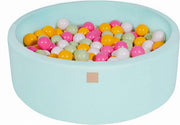 MeowBaby® Ronde Ballenbak set incl 200 ballen 90x30cm - Mint: Wit