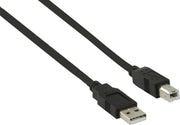 USB-Kabel | USB 2.0 | USB-A Male | USB-B Male | 480 Mbps | Vernikkeld | 2.00 m | Rond | PVC | Zwart | Polybag