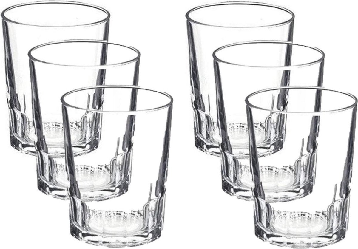 18x Stapelbare drinkglazen/waterglazen transparant 110 ml - Glazen - Drinkglas/waterglas/sapglas