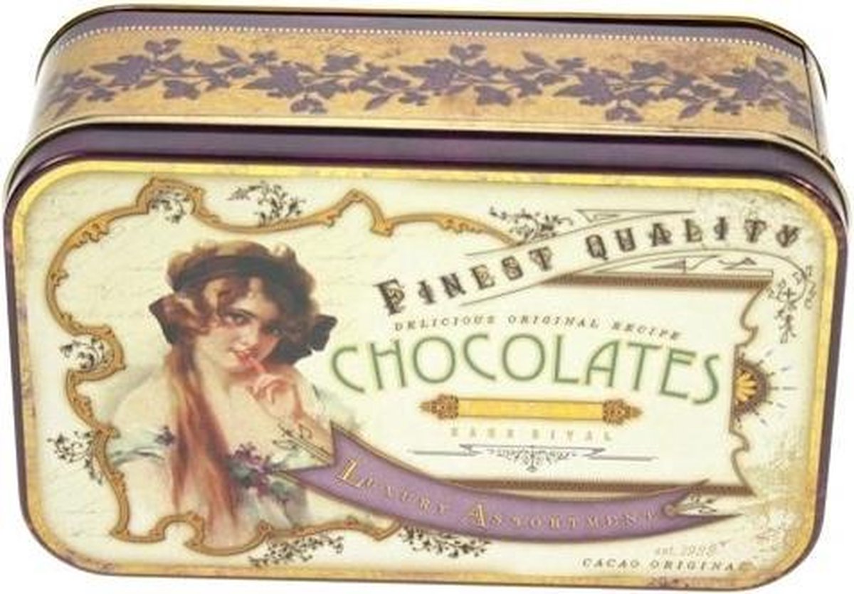 Blikje Chocolates jongedame 17x10